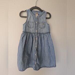 OshKosh Girls Chambray cotton Denim Ruffle Summer Dress Pockets 4T